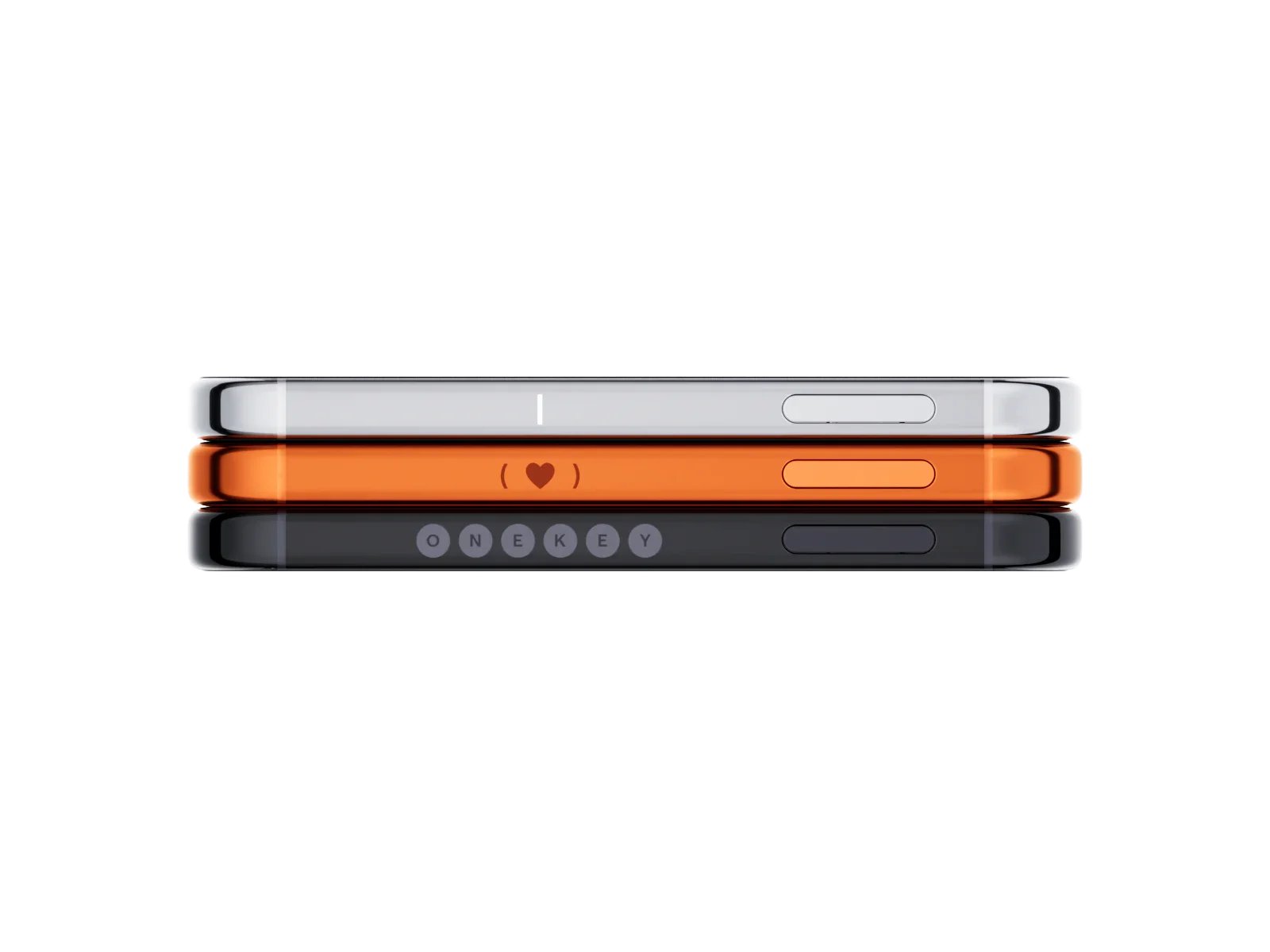 Stacked OneKey Pro 2 devices with a custom engraving on the frame