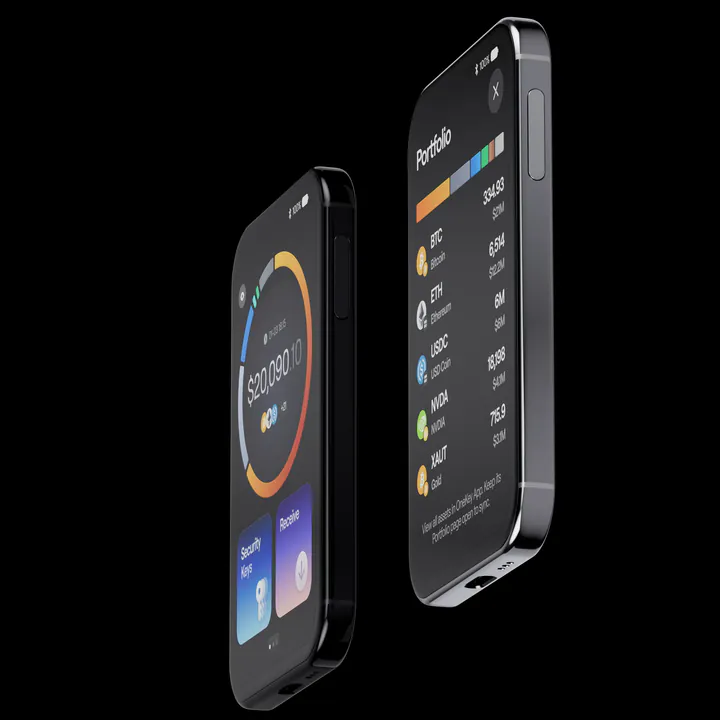 OneKey Pro 2 devices showing safeOS 2 portfolio and asset screens