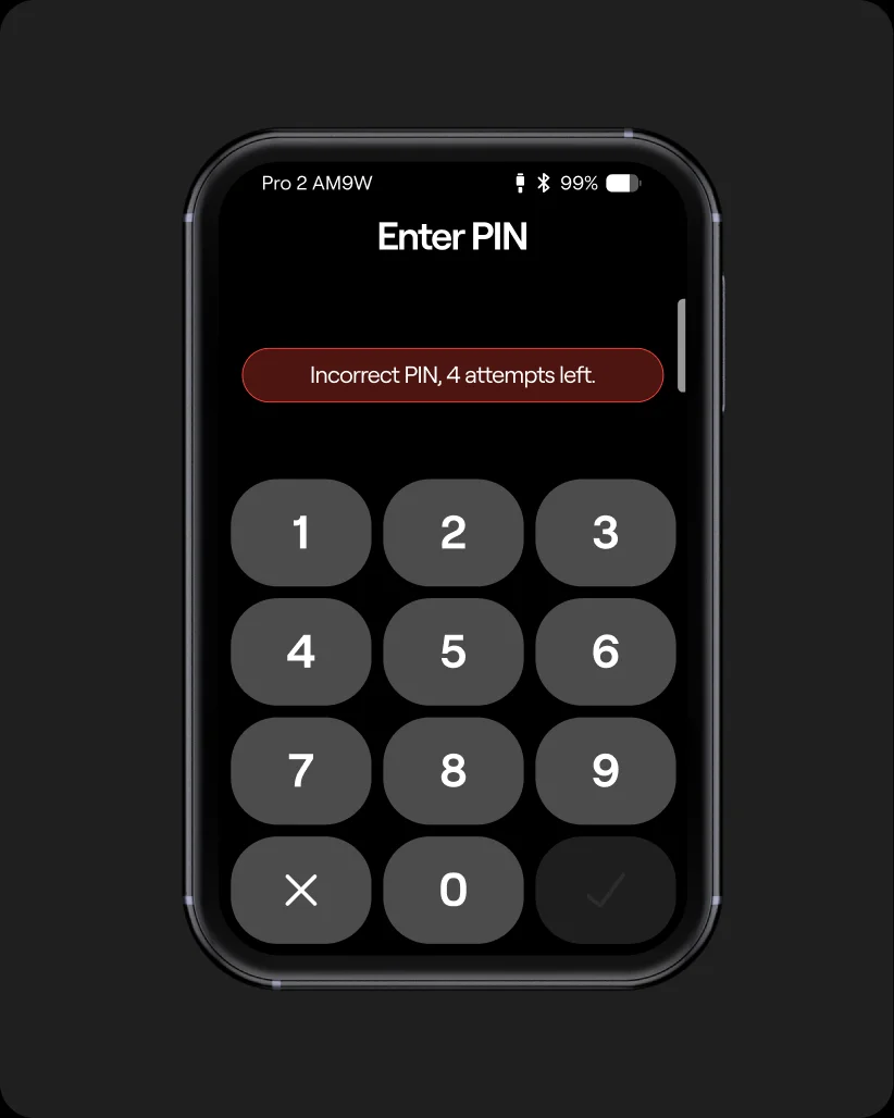 OneKey Pro 2 PIN entry screen